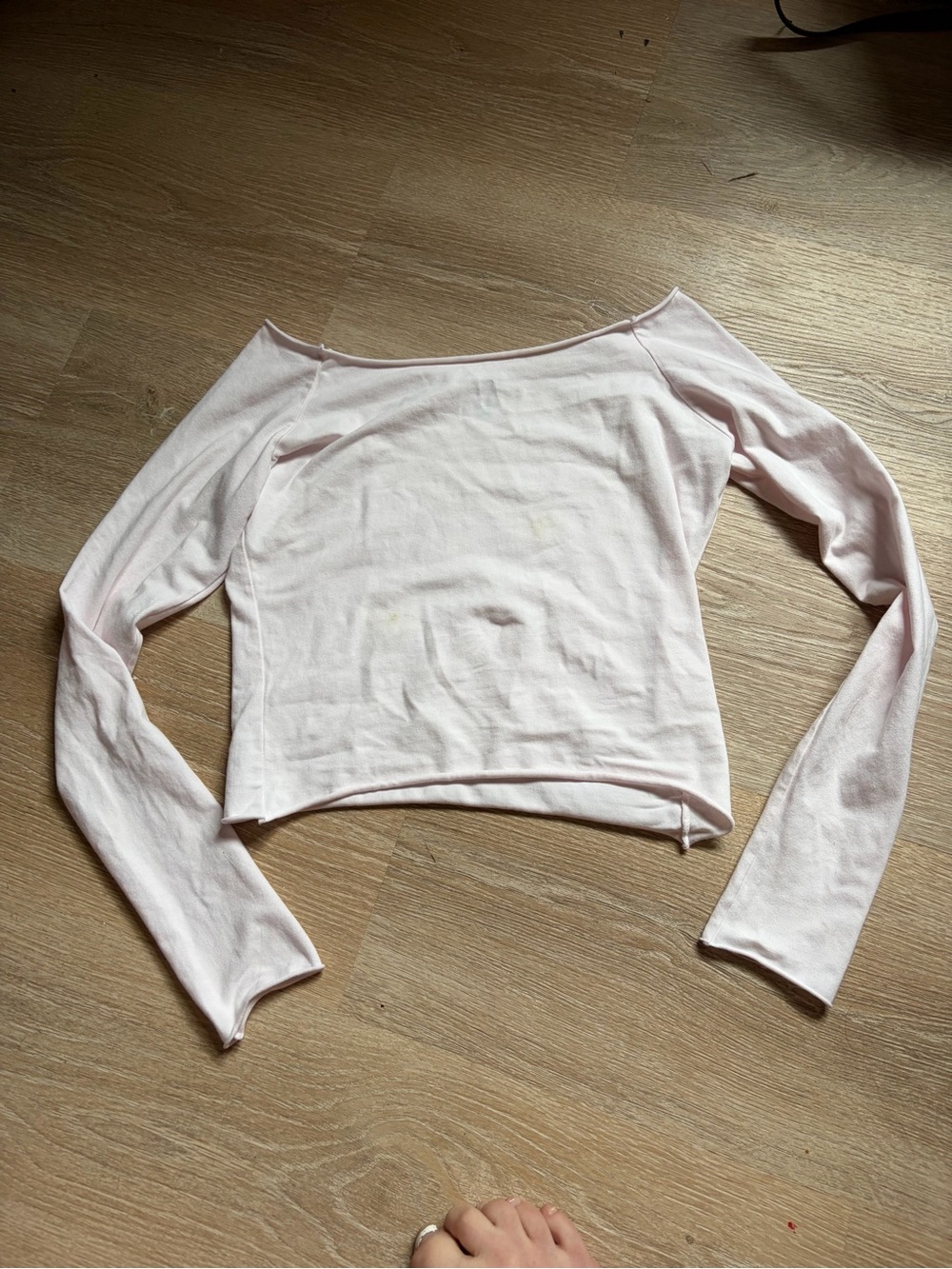 Brandy Melville Pale Pink Off-Shoulder Long Sleeve Top